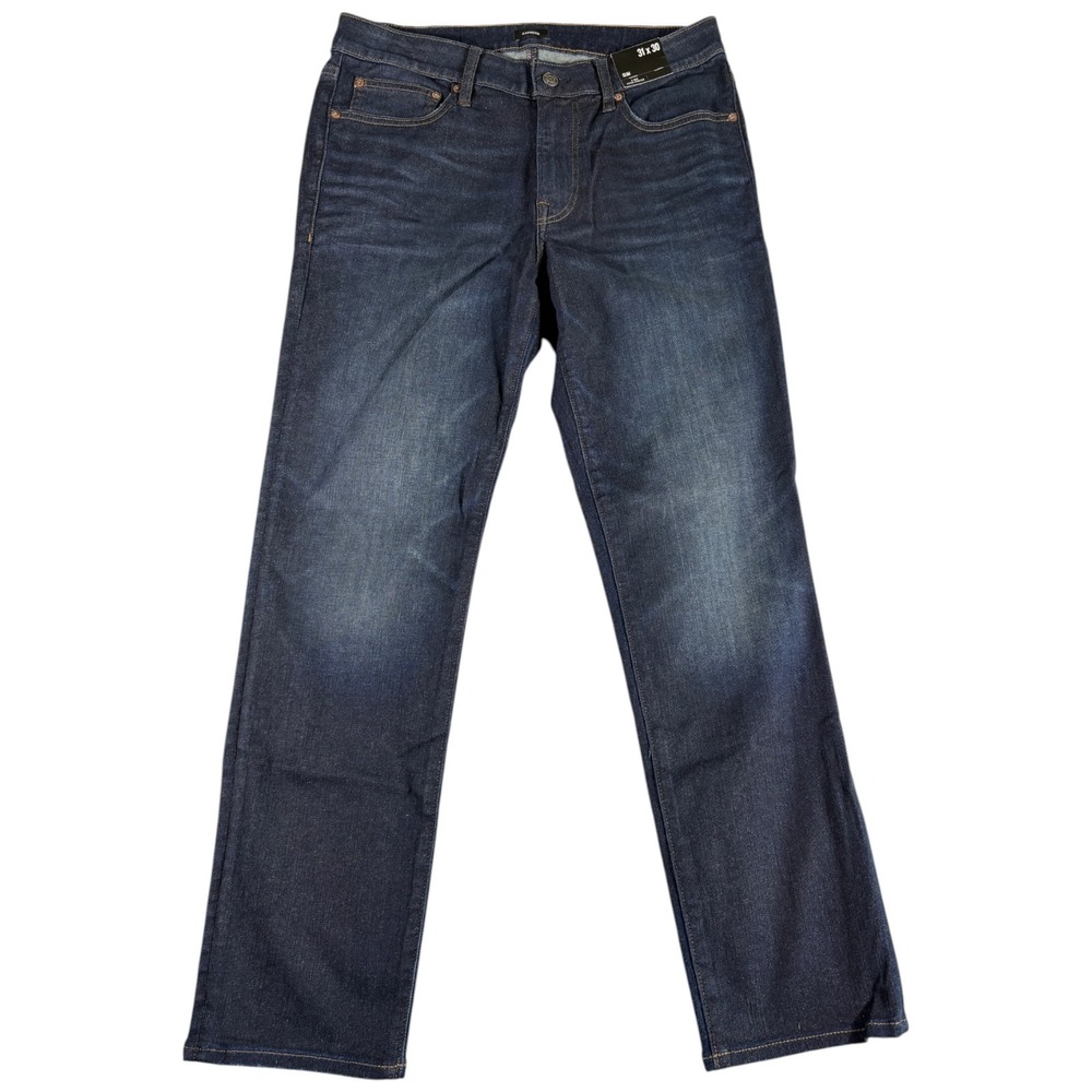 Express Jeans Mens 31x30 Blue Denim Whiskering Hyper Stretch Slim Straight Leg